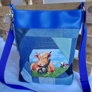 Jeans-Upcycling Crossbag, Umhängetasche im Patchworklook