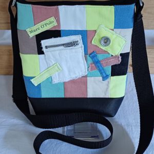 Jeans-Upcycling Crossbag klein und bunt, Schultertasche, Umhängetasche