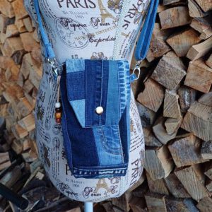 Jeans-Upcycling Mini-Crossbag in blau, Minitasche