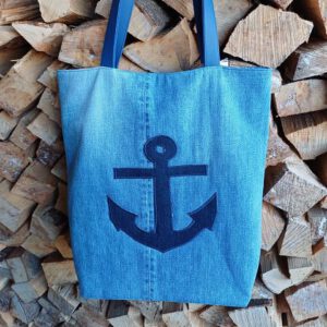Jeans-Upcycling lässiger Shopper, Patchwork, Shabby, Boho