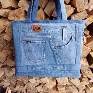Jeans-Upcycling Shopper groß, Umhängetasche