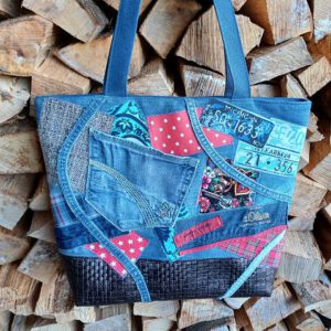 Jeans-Upcycling Shopper, Patchwork, Shabby, Boho