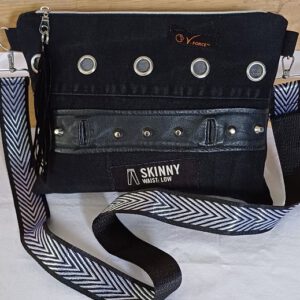Crossbag "Black Rebel" – Jeans-Upcycling,Schultertasche
