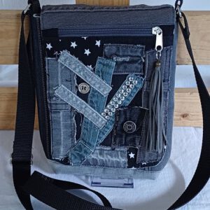 Jeans-Upcycling Crossbag "Petit Noir", Schultertasche, Umhängetasche