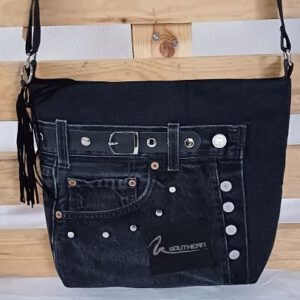 Crossbag Black Rebell, Jeans-Upcycling, Schultertasche