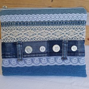 Jeans-Mäppchen - Romantic, Denim Beauty-Bag