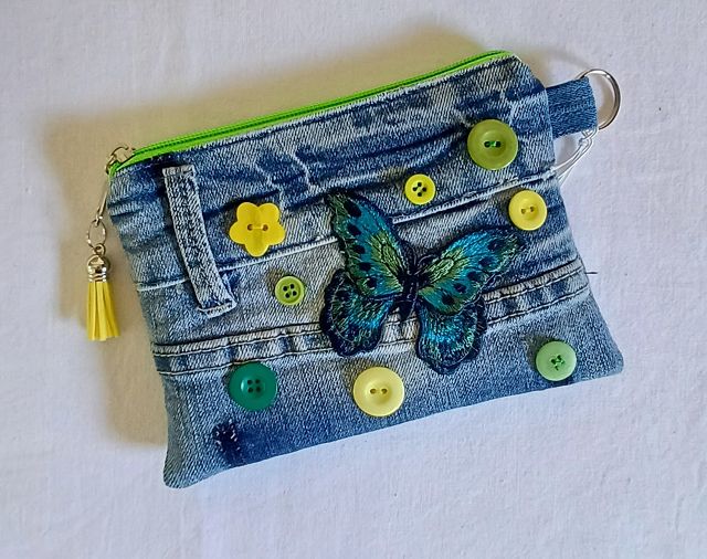 Jeans-Mäppchen - Spring-Vibes, Denim Purse, Beauty-Bag