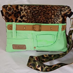 Crossbag "LeoGreen" – Jeans-Upcycling,Schultertasche