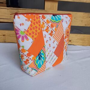Große Kosmetiktasche „Patchwork Orange-White“