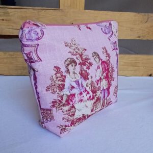 Große Kosmetiktasche „Toile de Jouy Pink“