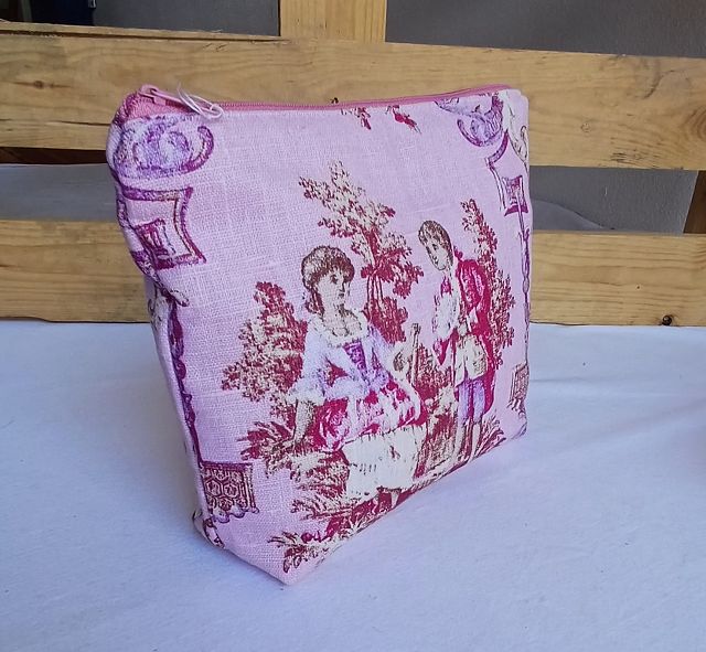 Große Kosmetiktasche „Toile de Jouy Pink“