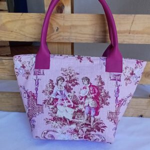 La Belle - Stylische Handtasche aus Jacquard-Stoff im Toile de Jouy Muster