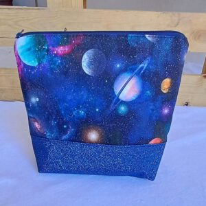 Kosmetiktasche aus Baumwollstoff im Digitaldruck – Sonnensystem