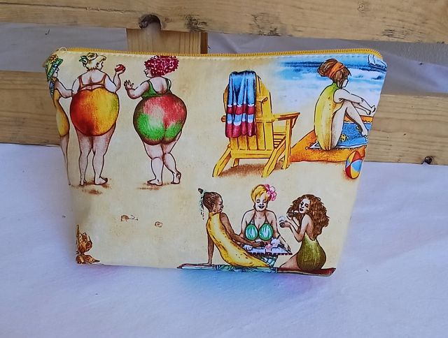 Kosmetiktasche aus Baumwollstoff im Digitaldruck – „Fruitladies“