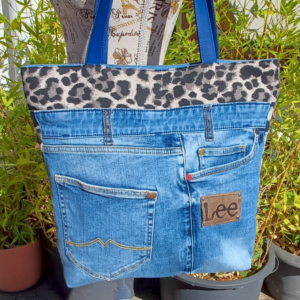 Jeans-Upcycling Shopper "Blue & Wild", Blue-Bag, Jeans-Shopper, Upcycling, Denim-Bag